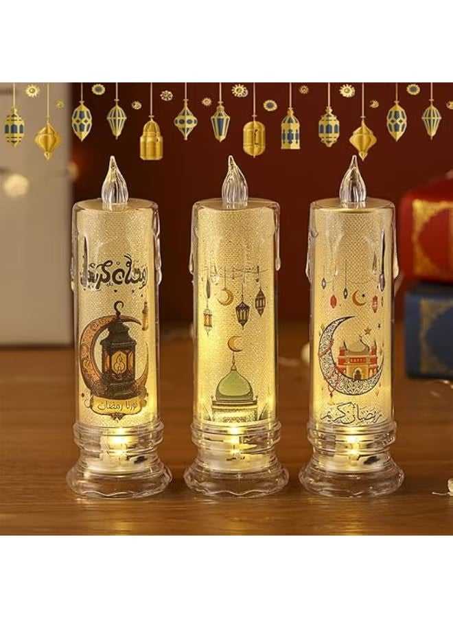3 Pcs Eid Mubarak Flameless Candles for Ramadan & Eid - Image 1